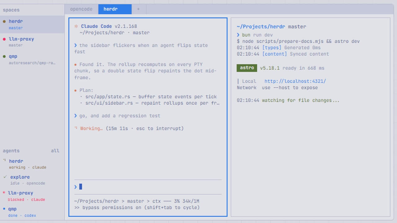 herdr とは｜AIエージェント用ターミナル多重化ツールの使い方をDockerで試した